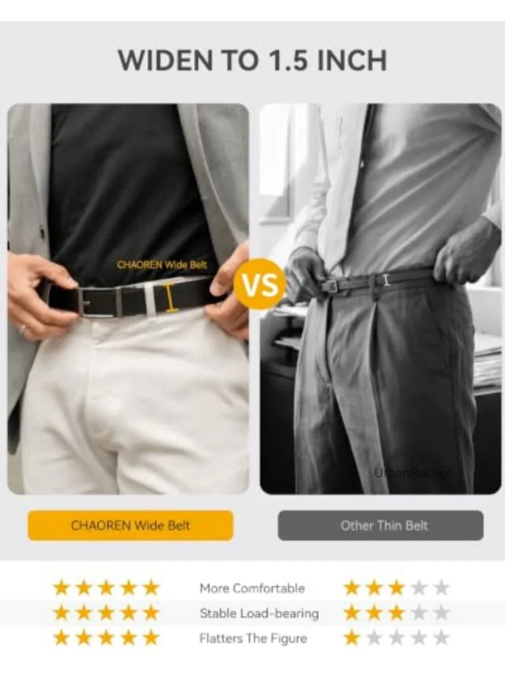 Men's Ratchet Belt Genuine Leather Adjustable 1.5